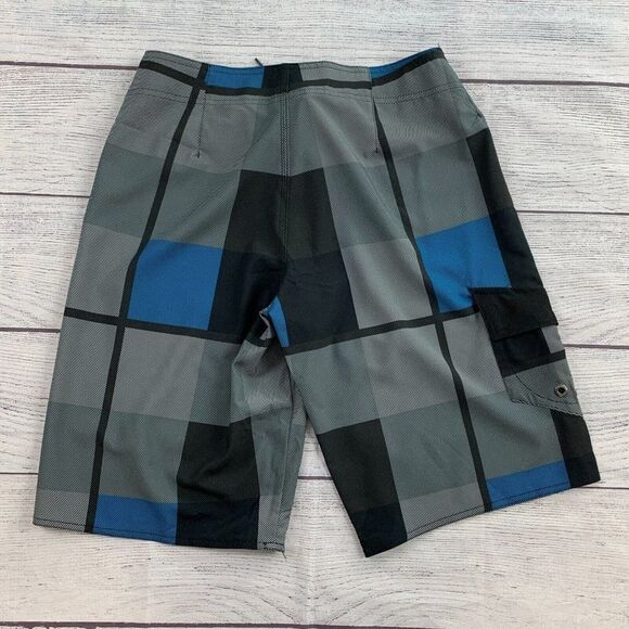 Tony Hawk Board Shorts sz 30 Men's Gray Blue Pattern Lower Pocket New NWT - Picture 4 of 6
